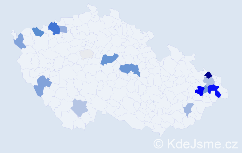 Příjmení: 'Modrovičová', počet výskytů 28 v celé ČR