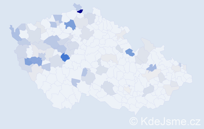 Příjmení: 'Korbová', počet výskytů 210 v celé ČR