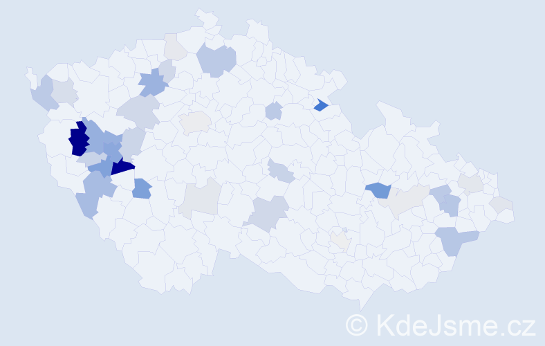 Příjmení: 'Milt', počet výskytů 95 v celé ČR