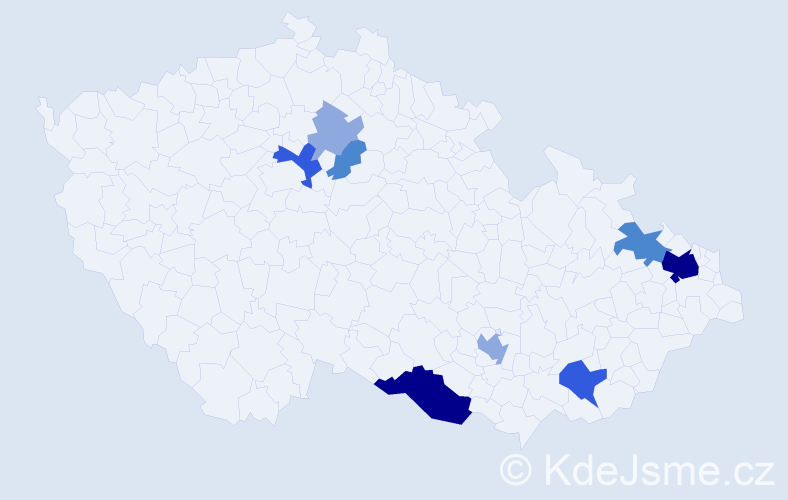 Příjmení: 'Hodák', počet výskytů 22 v celé ČR
