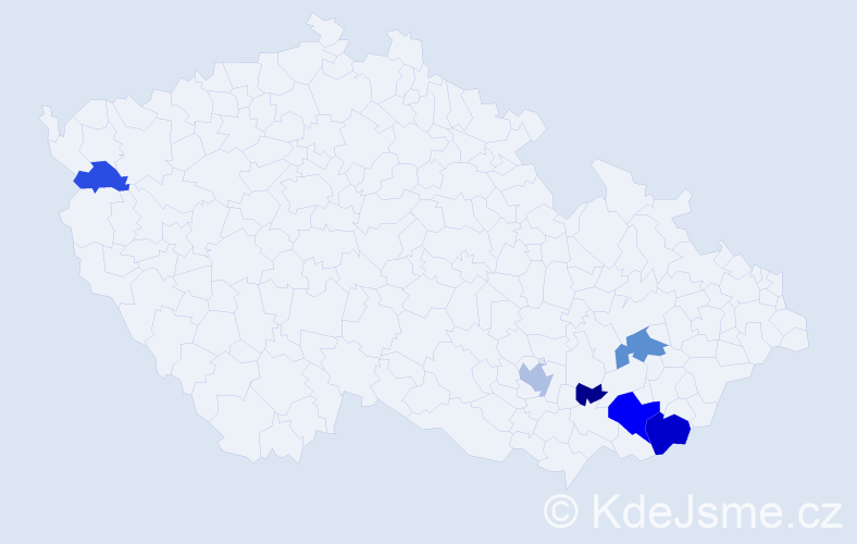 Příjmení: 'Tichopádková', počet výskytů 13 v celé ČR