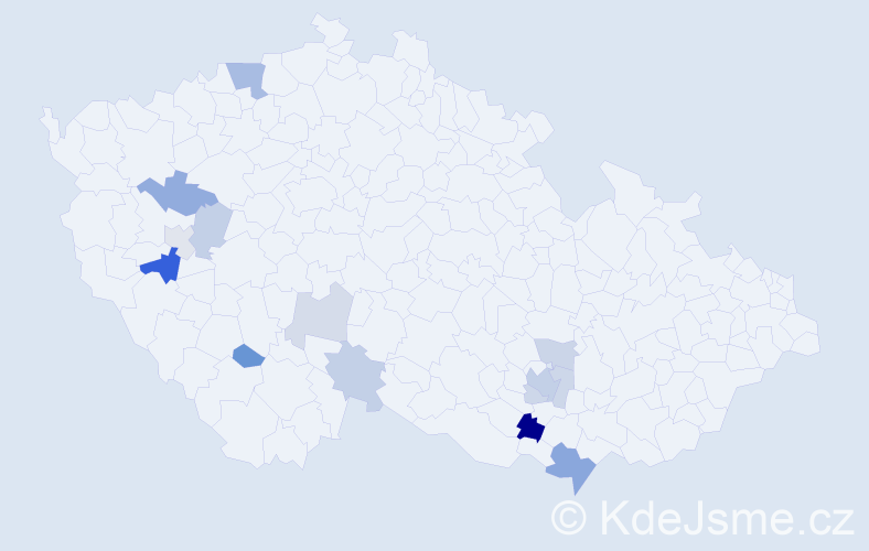 Příjmení: 'Pánovec', počet výskytů 25 v celé ČR