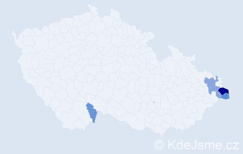 Příjmení: 'Górný', počet výskytů 16 v celé ČR