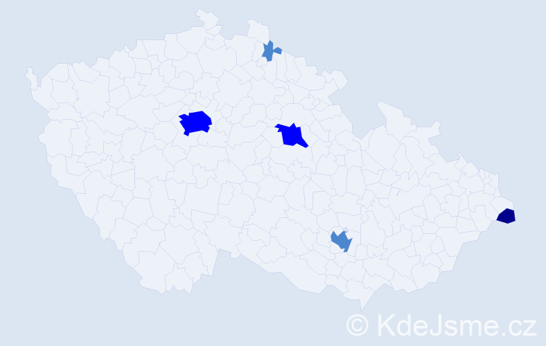 Příjmení: 'Kozerová', počet výskytů 9 v celé ČR