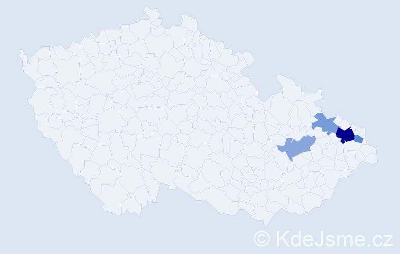 Příjmení: 'Vylegala', počet výskytů 23 v celé ČR