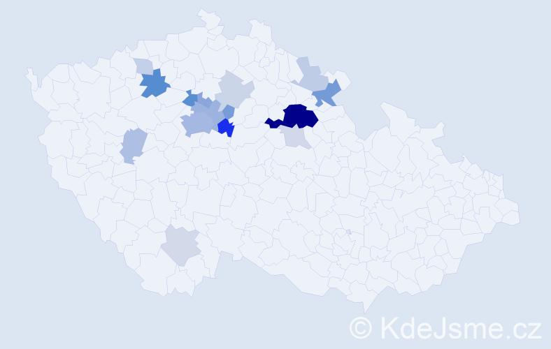 Příjmení: 'Pázler', počet výskytů 52 v celé ČR