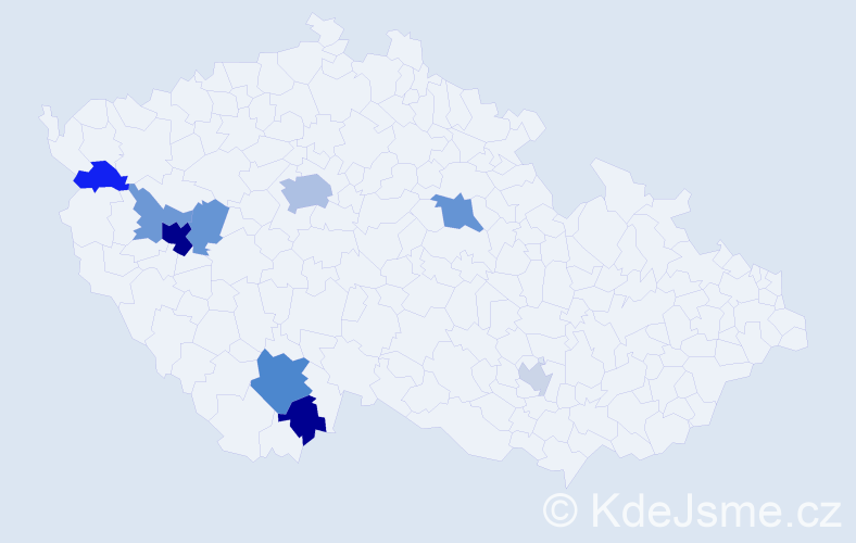 Příjmení: 'Hyndrák', počet výskytů 22 v celé ČR