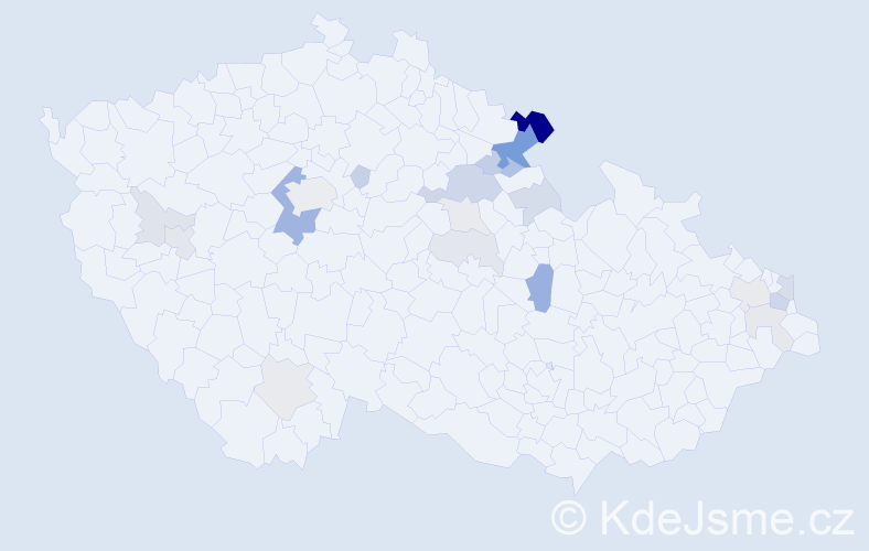 Příjmení: 'Vančák', počet výskytů 57 v celé ČR