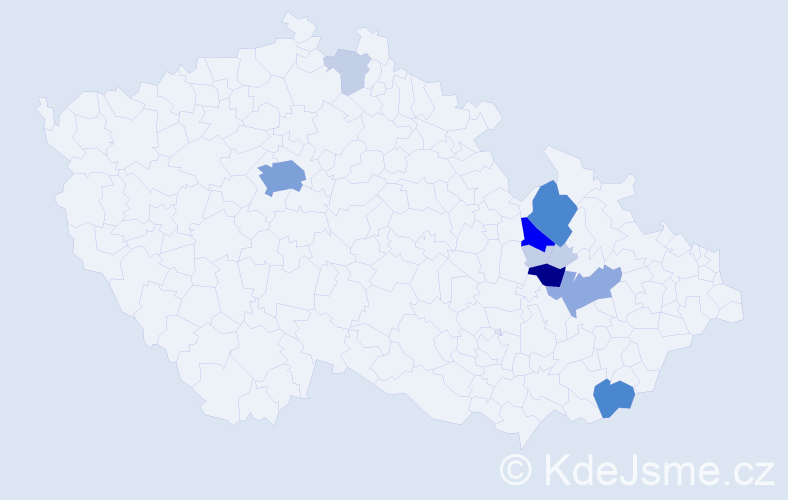 Příjmení: 'Blaháček', počet výskytů 38 v celé ČR