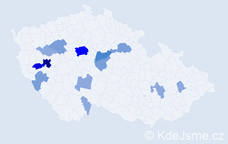 Příjmení: 'Trdlička', počet výskytů 34 v celé ČR
