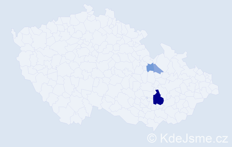 Příjmení: 'Veiglerová', počet výskytů 9 v celé ČR