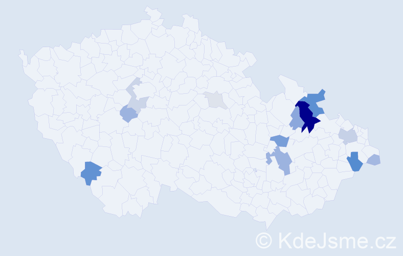 Příjmení: 'Chovančáková', počet výskytů 38 v celé ČR