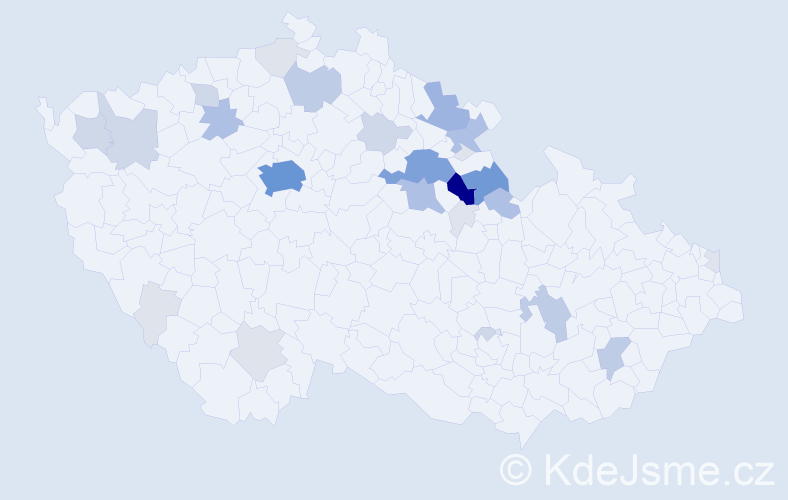 Příjmení: 'Kapucián', počet výskytů 105 v celé ČR