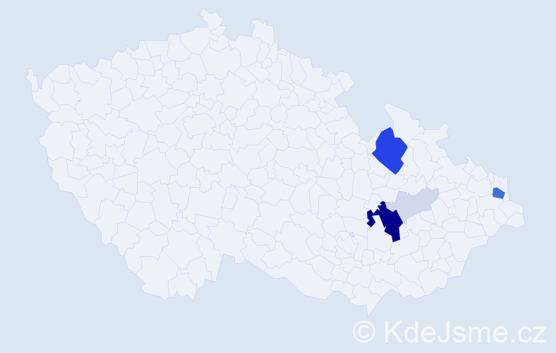 Příjmení: 'Kotrysová', počet výskytů 24 v celé ČR