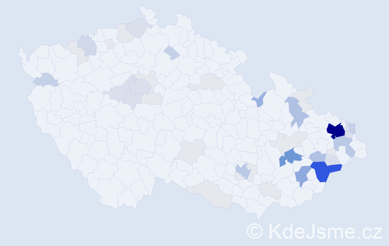 Příjmení: 'Kandráčová', počet výskytů 171 v celé ČR