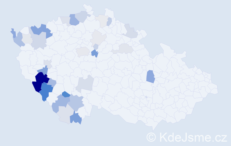 Příjmení: 'Kocum', počet výskytů 120 v celé ČR