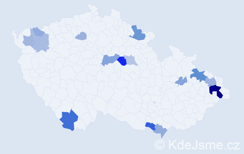 Příjmení: 'Levai', počet výskytů 54 v celé ČR