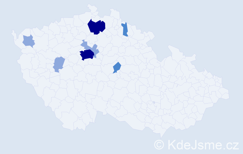 Příjmení: 'Mery', počet výskytů 18 v celé ČR