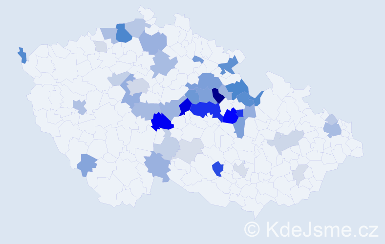 Příjmení: 'Mastíková', počet výskytů 139 v celé ČR