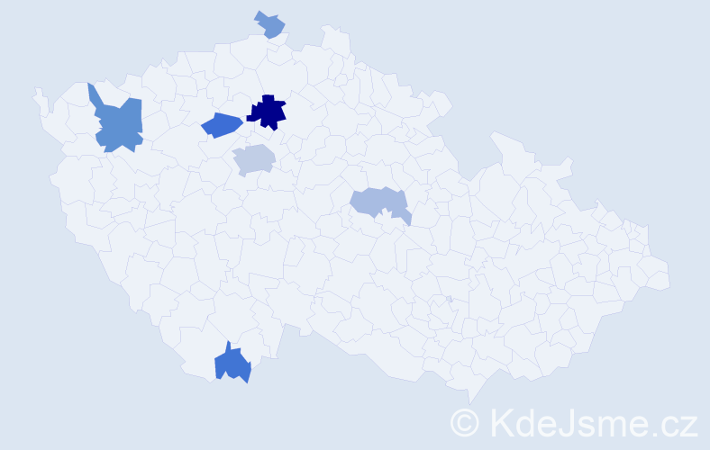 Příjmení: 'Kvietik', počet výskytů 18 v celé ČR