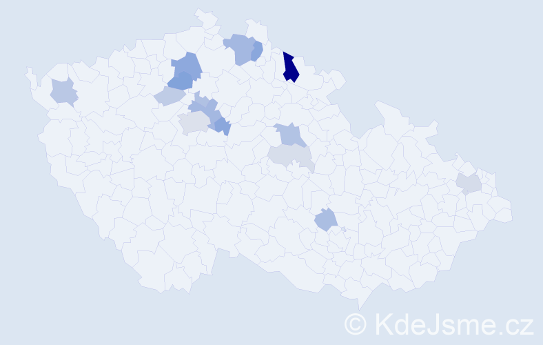 Příjmení: 'Kapeš', počet výskytů 42 v celé ČR