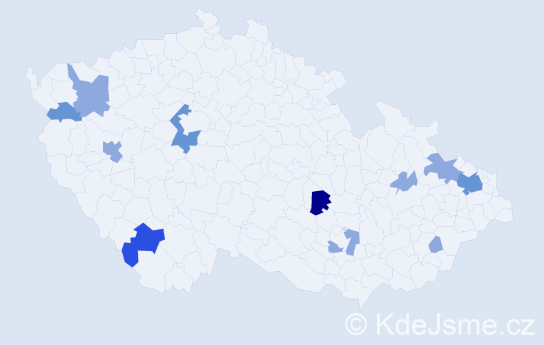 Příjmení: 'Pročka', počet výskytů 28 v celé ČR