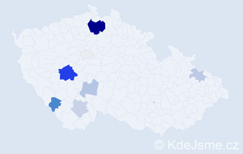 Příjmení: 'Mígl', počet výskytů 18 v celé ČR