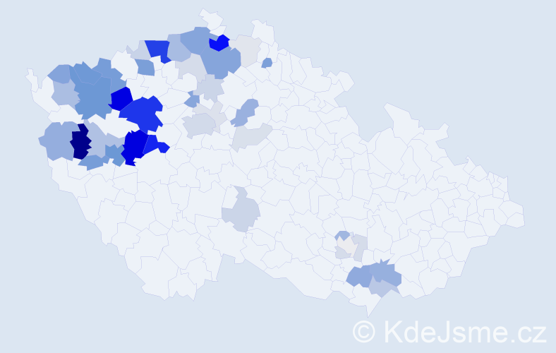 Příjmení: 'Šrédl', počet výskytů 153 v celé ČR