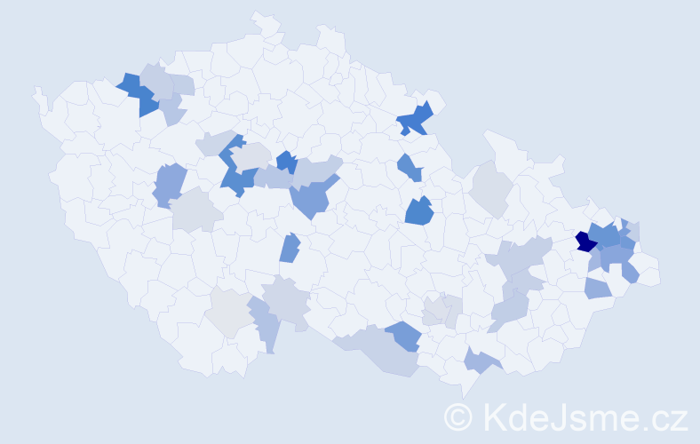 Příjmení: 'Bogdan', počet výskytů 145 v celé ČR