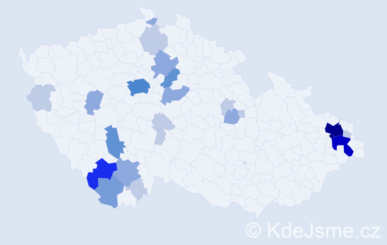 Příjmení: 'Rajko', počet výskytů 63 v celé ČR