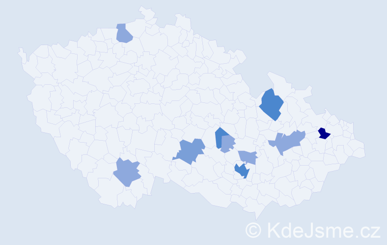 Příjmení: 'Henzel', počet výskytů 23 v celé ČR