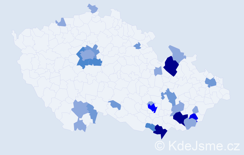 Příjmení: 'Merčáková', počet výskytů 59 v celé ČR
