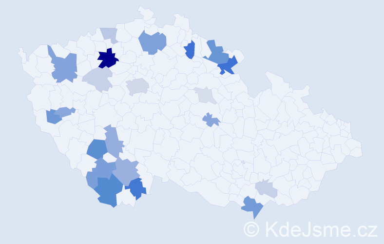 Příjmení: 'Červíčková', počet výskytů 71 v celé ČR