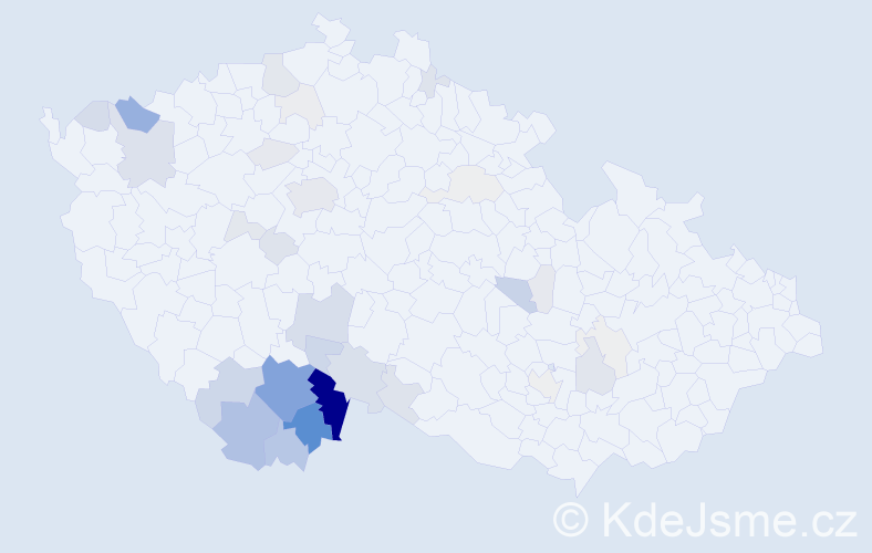 Příjmení: 'Vochozka', počet výskytů 147 v celé ČR