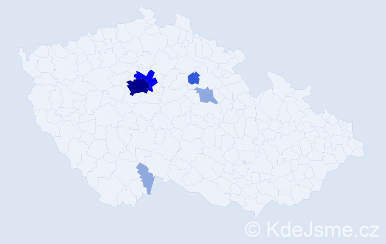 Příjmení: 'Theer', počet výskytů 14 v celé ČR