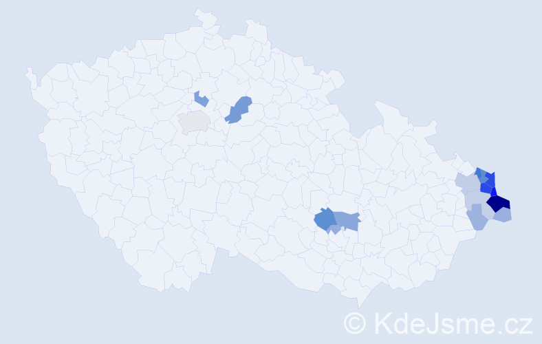 Příjmení: 'Malysz', počet výskytů 77 v celé ČR