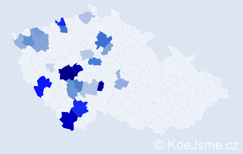 Příjmení: 'Kortánová', počet výskytů 64 v celé ČR