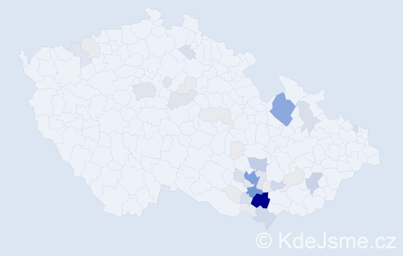 Příjmení: 'Vintrlík', počet výskytů 165 v celé ČR