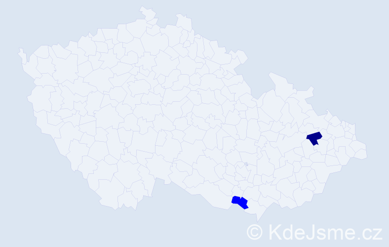 Příjmení: 'Tičer', počet výskytů 3 v celé ČR
