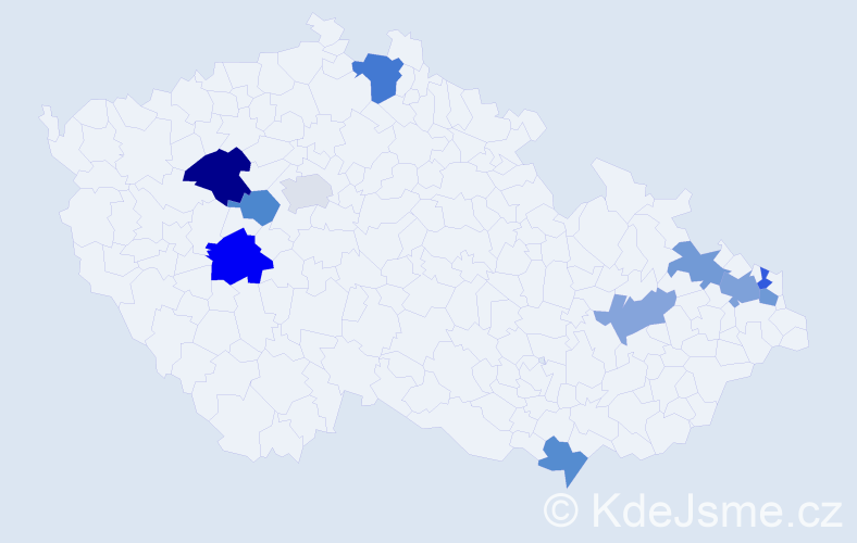 Příjmení: 'Bachleda', počet výskytů 15 v celé ČR