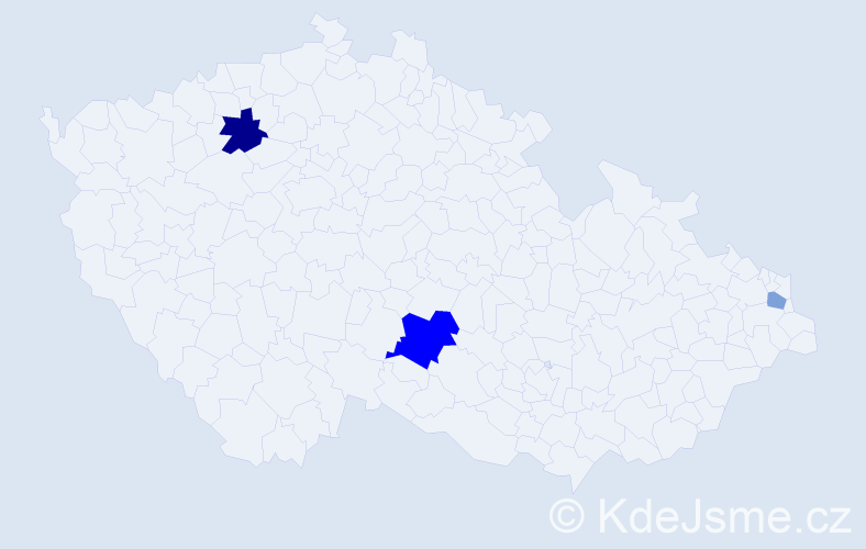 Příjmení: 'Ládra', počet výskytů 6 v celé ČR