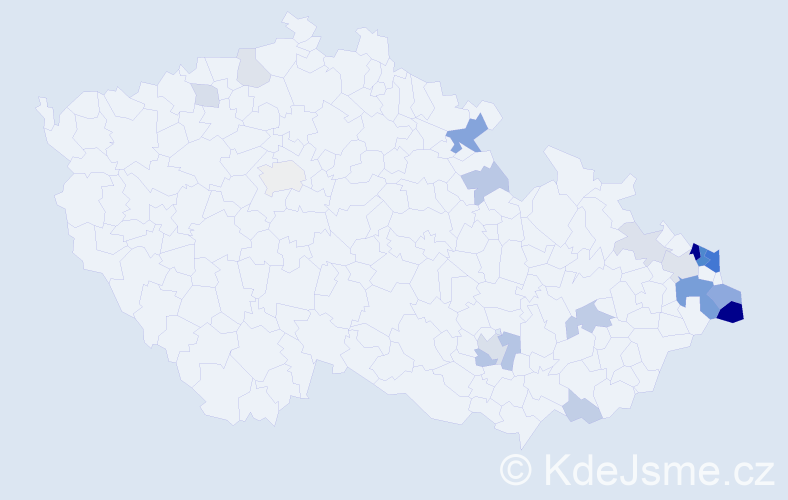 Příjmení: 'Chylková', počet výskytů 59 v celé ČR