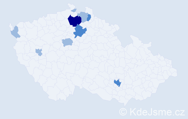 Příjmení: 'Pobjecká', počet výskytů 15 v celé ČR