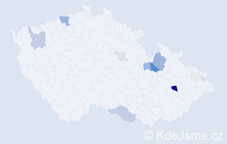 Příjmení: 'Koppa', počet výskytů 23 v celé ČR