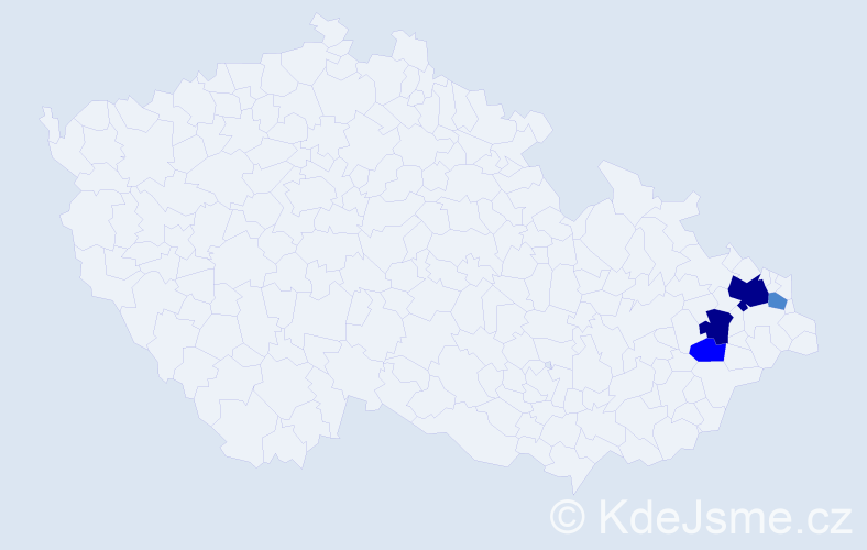 Příjmení: 'Rivec', počet výskytů 9 v celé ČR