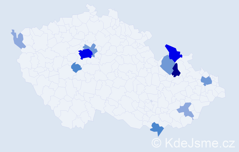 Příjmení: 'Babčák', počet výskytů 33 v celé ČR