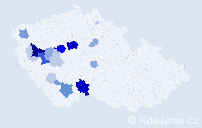 Příjmení: 'Hubinger', počet výskytů 70 v celé ČR