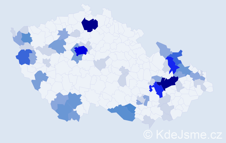 Příjmení: 'Koleňáková', počet výskytů 170 v celé ČR