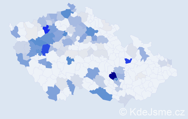 Příjmení: 'Kočka', počet výskytů 582 v celé ČR
