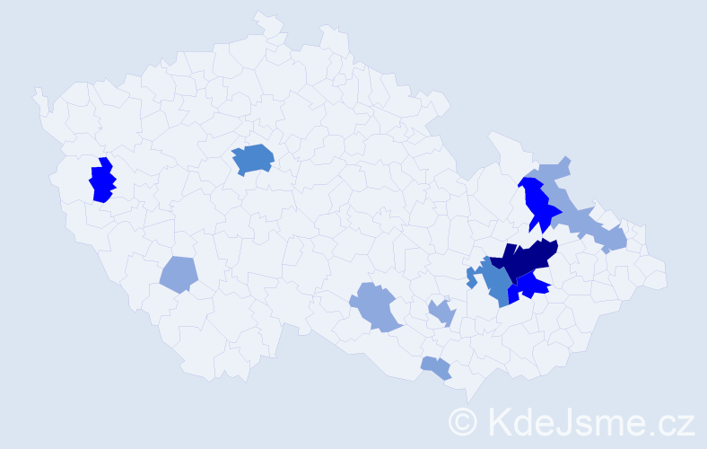 Příjmení: 'Bocan', počet výskytů 42 v celé ČR